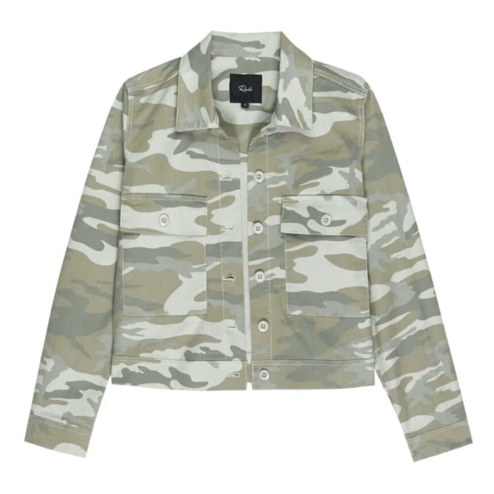 $198 Rails Green Lightsage Steffi Camouflage Cropped Cotton Jacket size XS - Picture 2 of 9